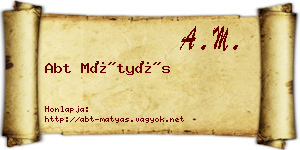Abt Mátyás névjegykártya